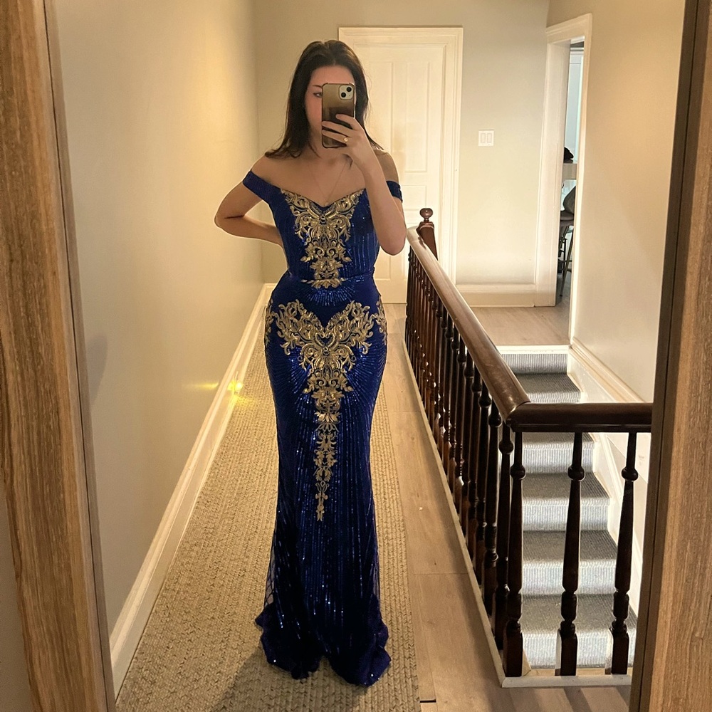 Blue and gold Prom/ Evening dress